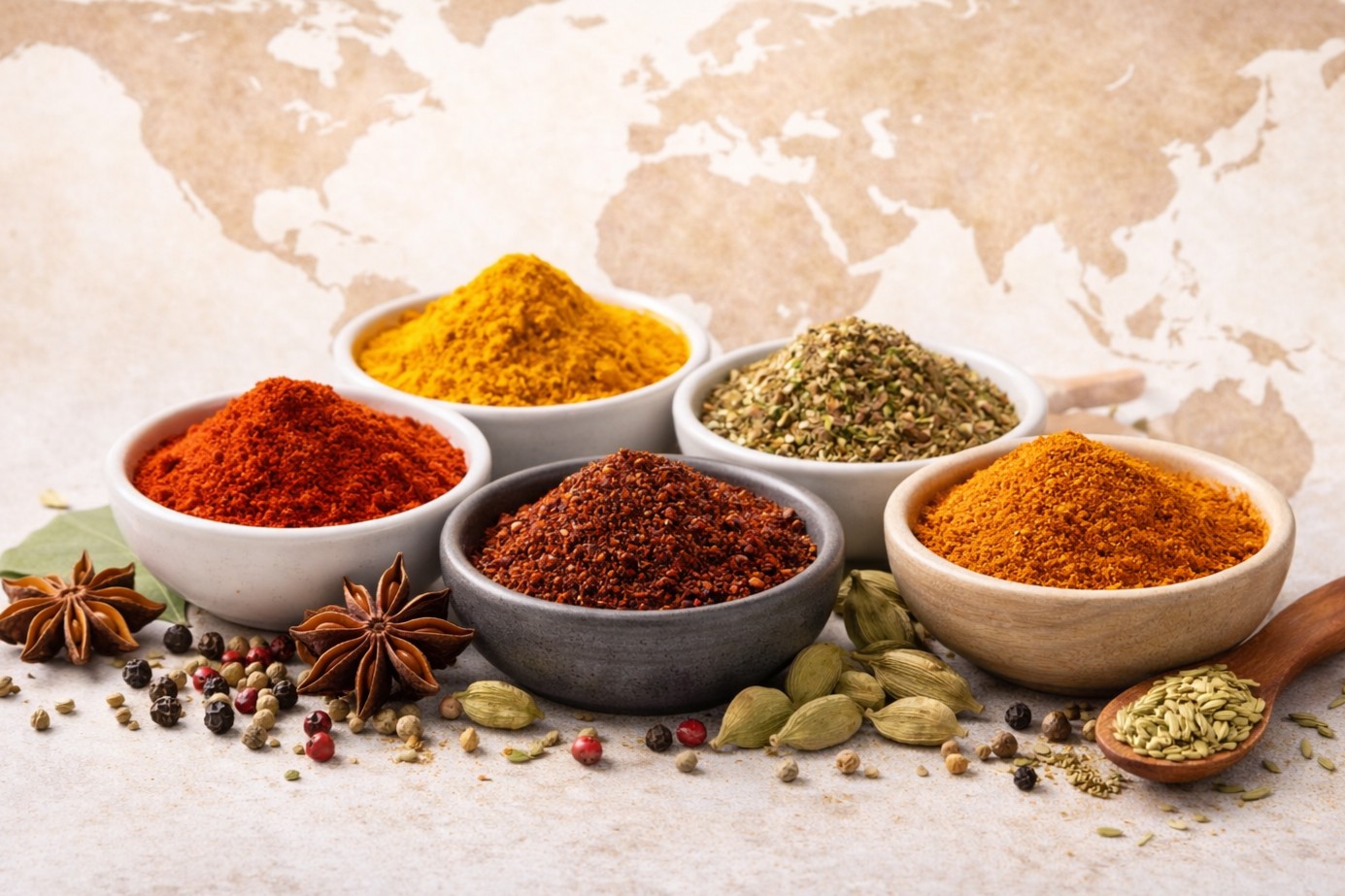 EXOTICKÉ KOŘENÍ - koření z různých koutů světa, které dodá jídlům výraznou chuť i jedinečný charakter.