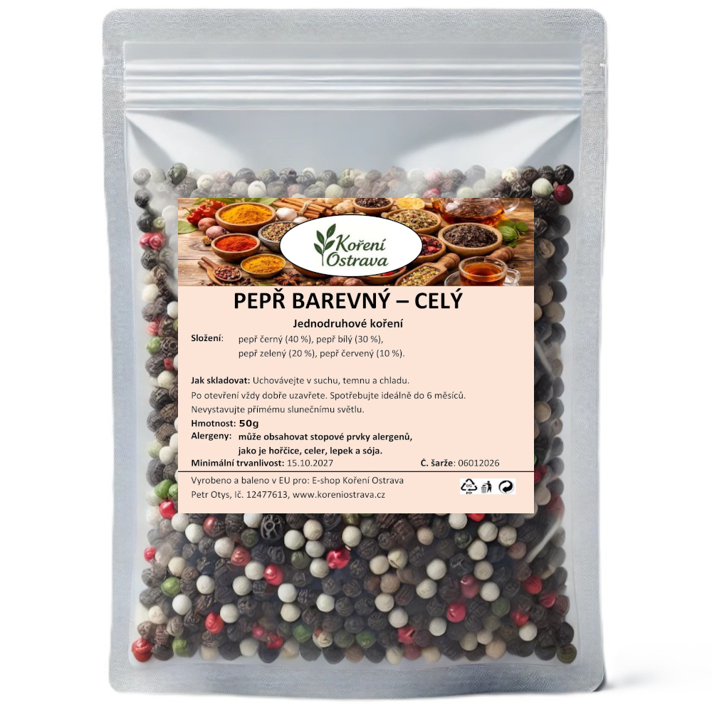 Pepř barevný celý