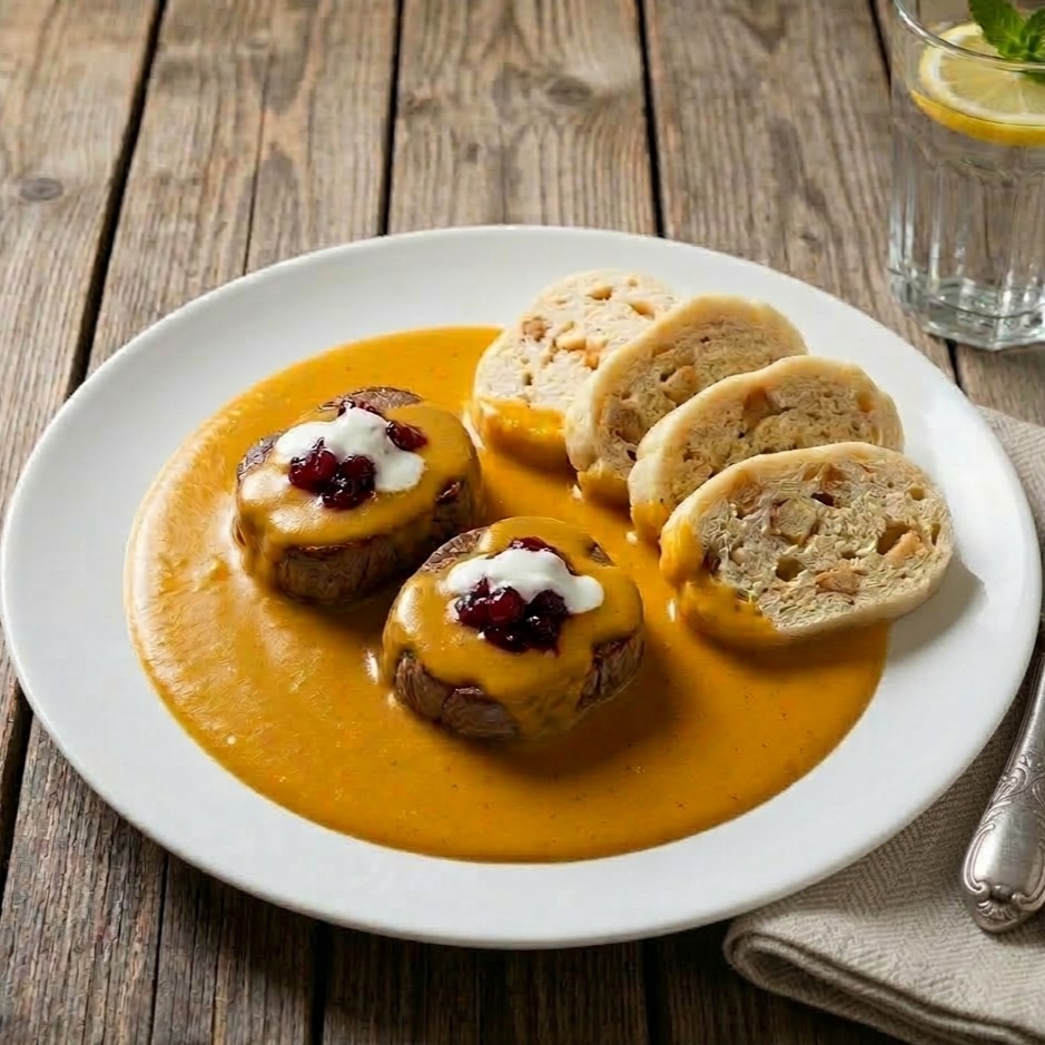 Svíčková na smetaně z vepřové plece