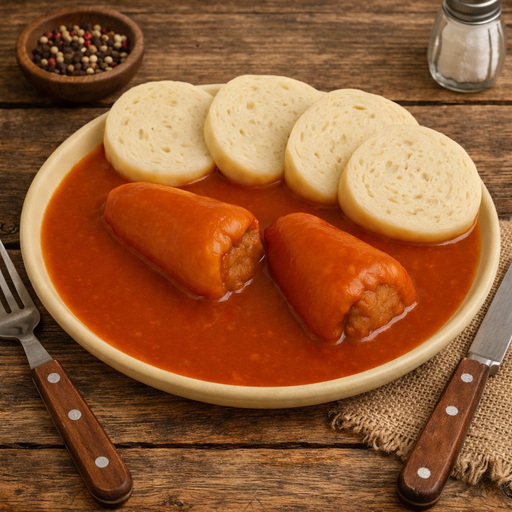 Rajská omáčka s plněnými paprikami