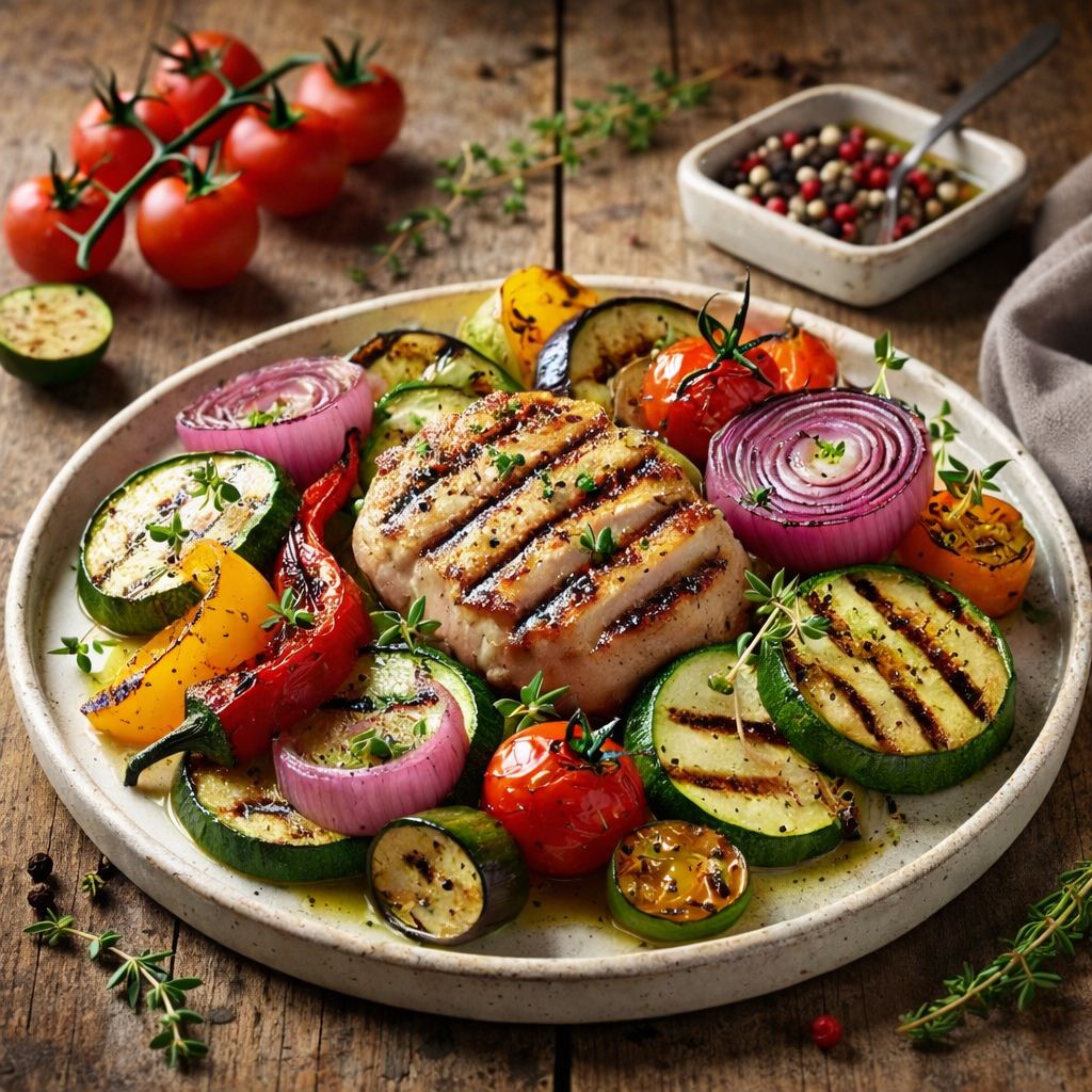 Kuřecí steak s grilovanou zeleninou