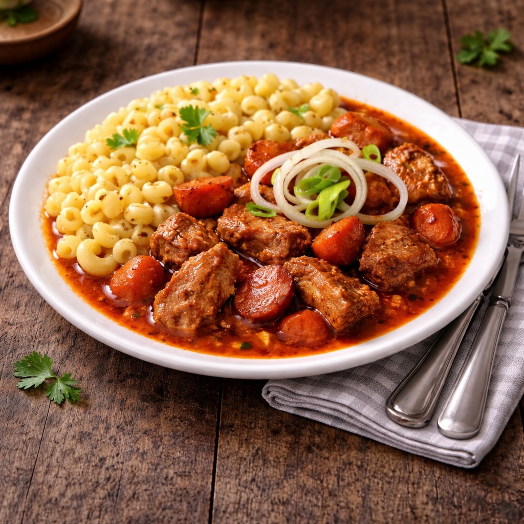 Vepřový guláš s klobásou