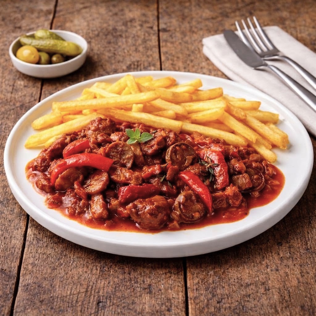 Katův šleh s hranolkama