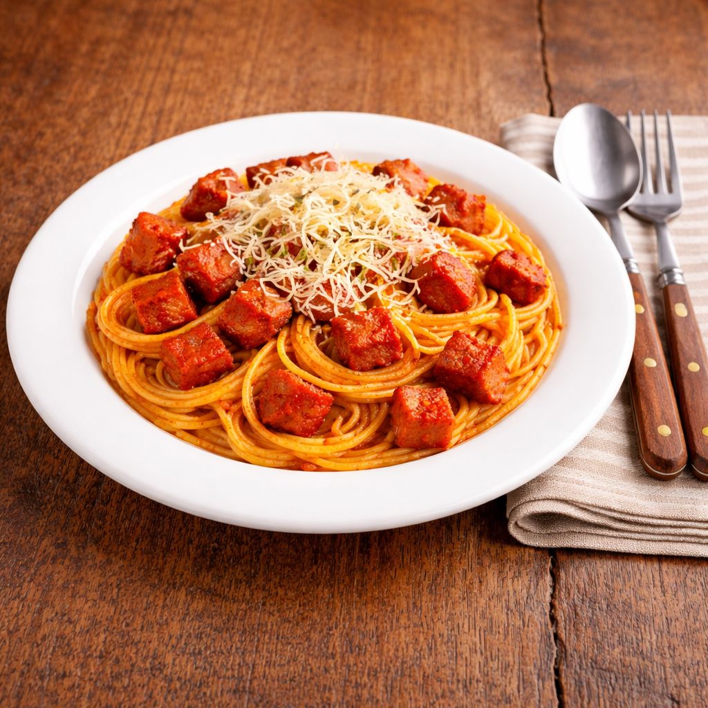 Špagety s točeným salámem