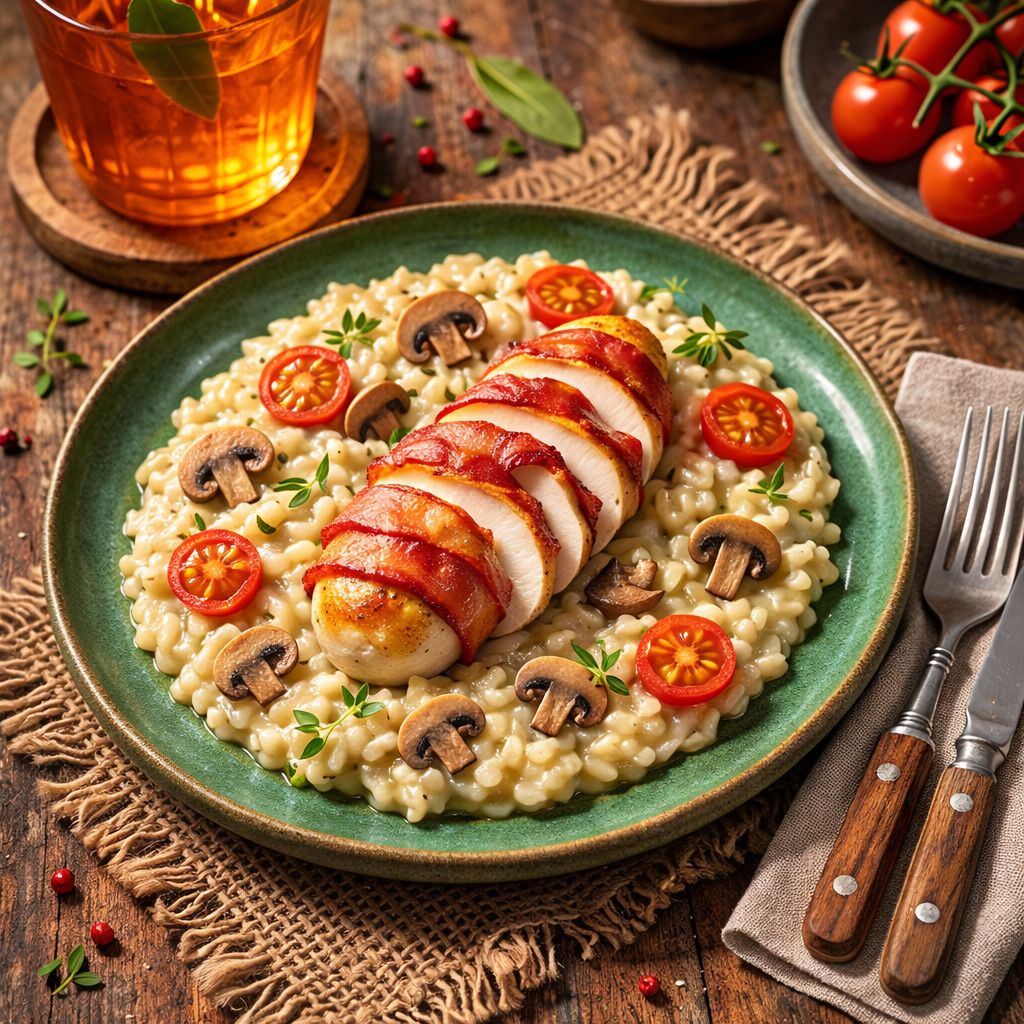 Risotto ai funghi s kuřecím prsem