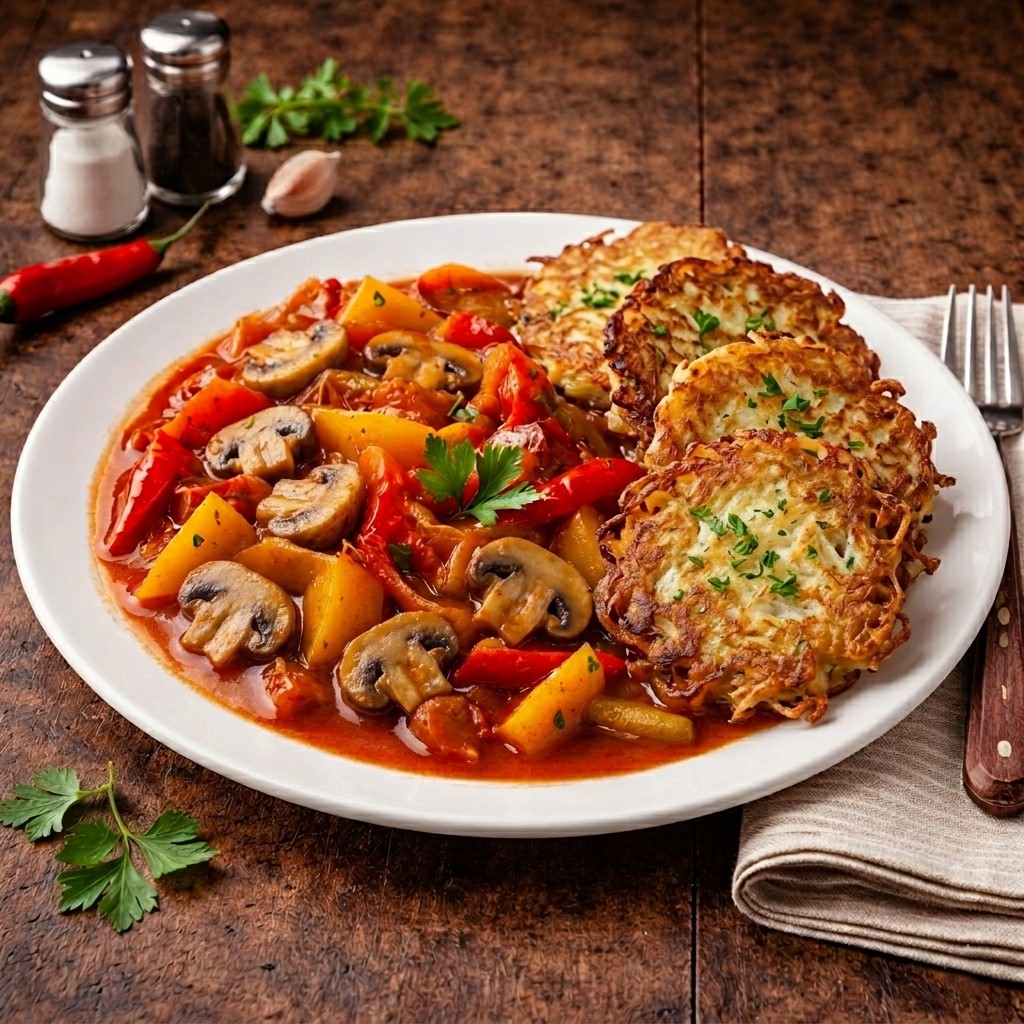 Maďarské lecsó s bramborákem