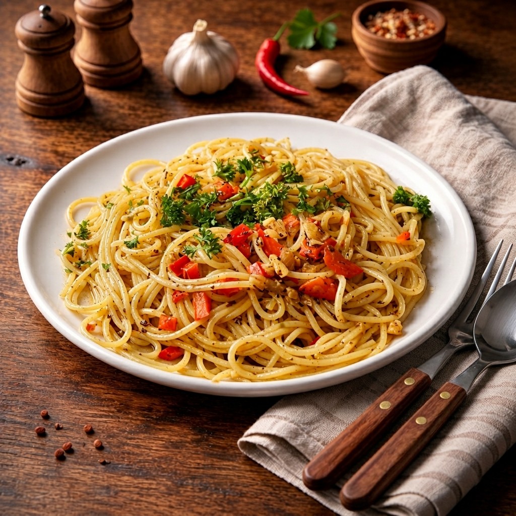 Spaghetti aglio, olio e peperoncino