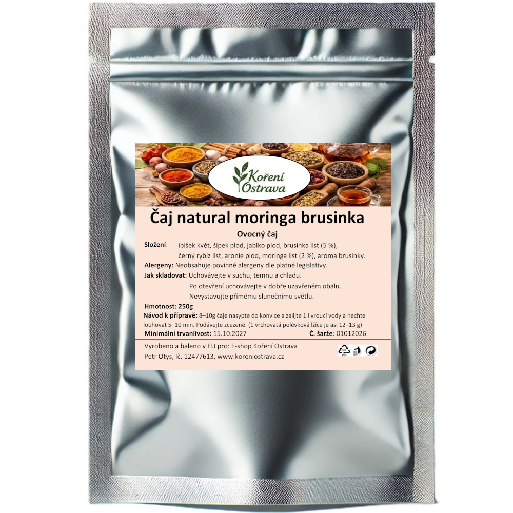 10. Čaj natural moringa a brusinka