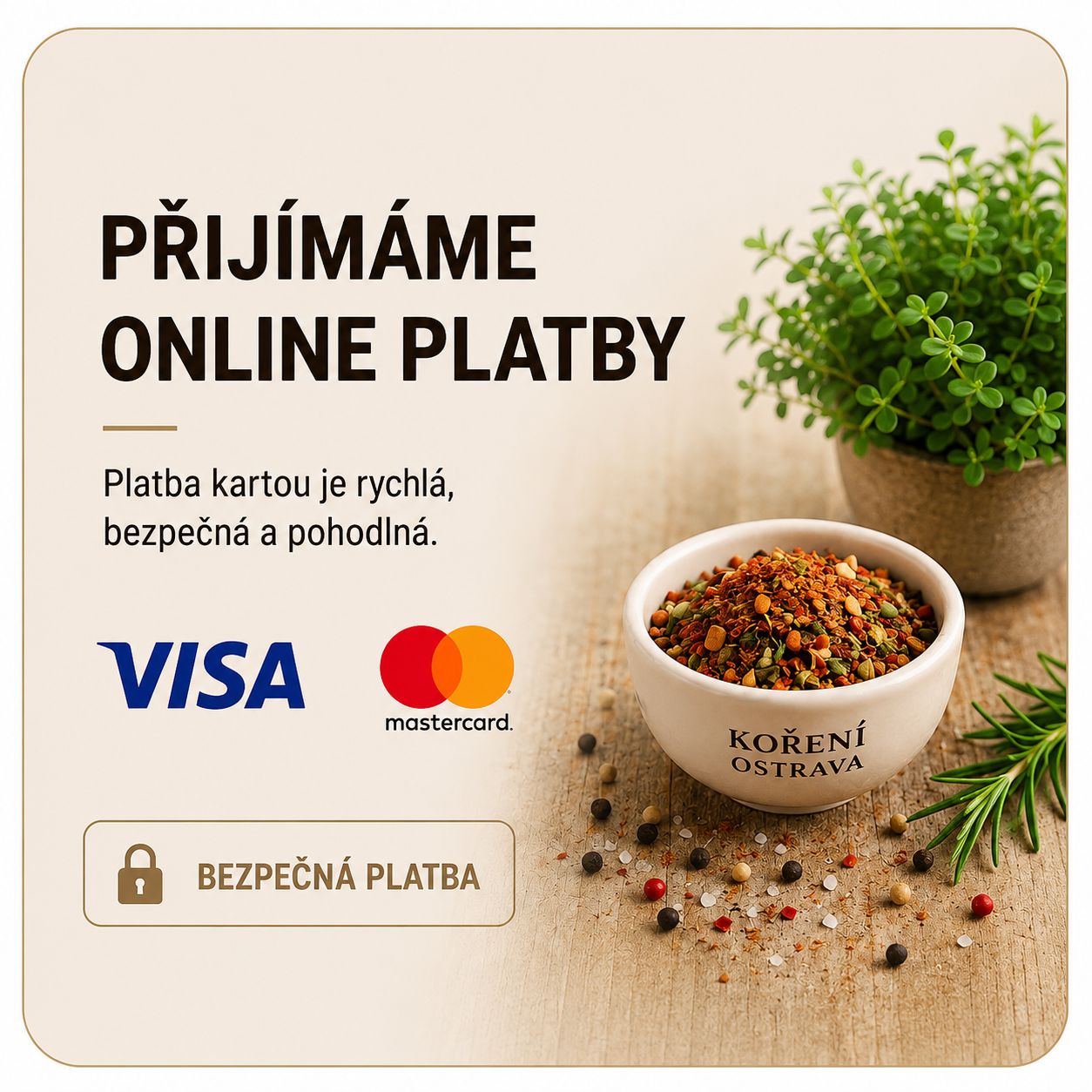 Rychlá a bezpečná platba kartou.