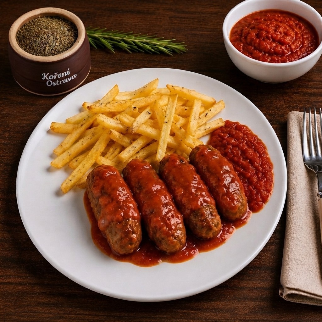 Soutzoukakia (řecké čevapi v rajč. omáčce)