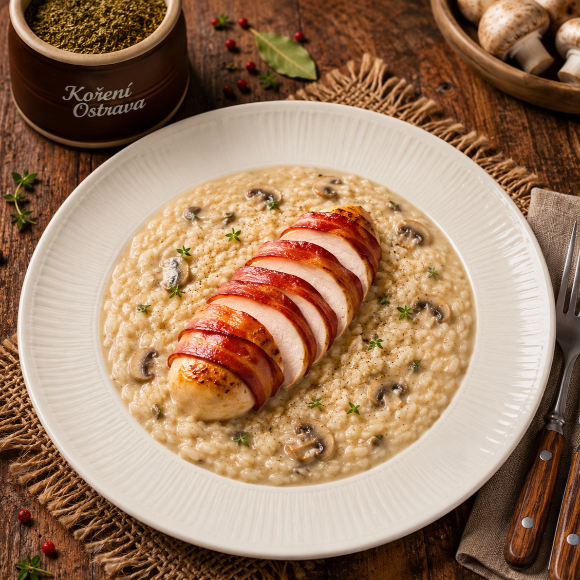 Risotto ai funghi s kuřecím prsem (IT)
